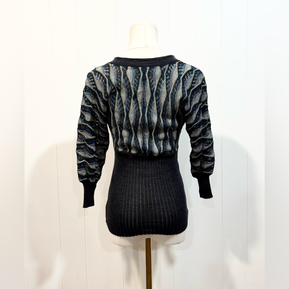 Vintage Y2K Missoni Italian Knit Form Fitting Long Sleeve Top US 2 Wool Blend - Picture 3 of 8